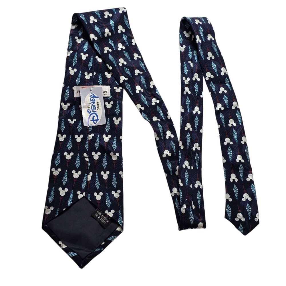 Disney Mickey Mouse Golf Tie Designer Navy‎ Blue 100% Silk Hand Made Suit New
